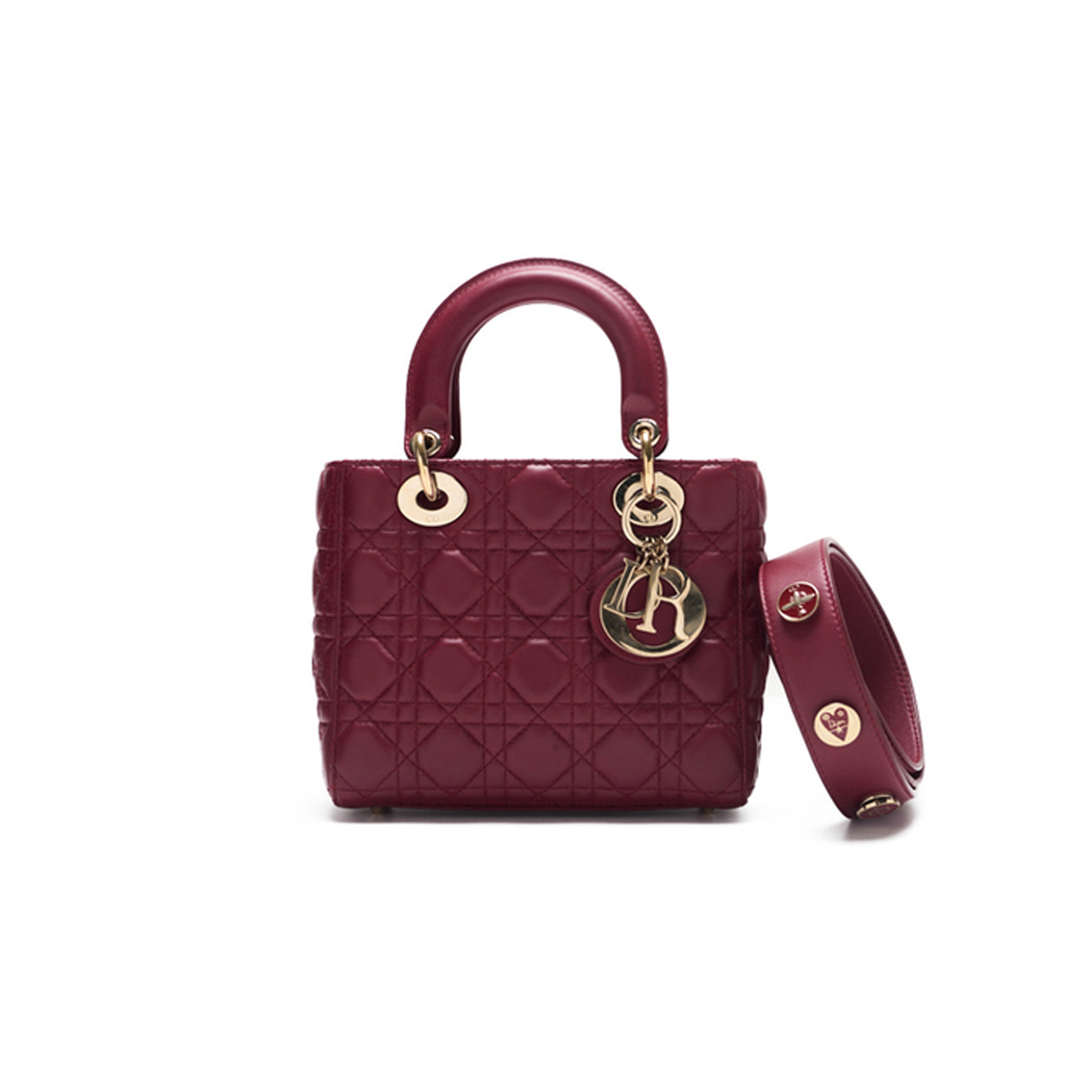 D*or lady D*or cannage lambskin handbag bordeaux (20*17*8cm)